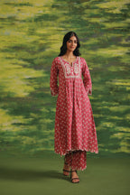 Rosewood Bloom Cotton Kurta Set