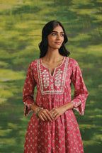 Rosewood Bloom Cotton Kurta Set