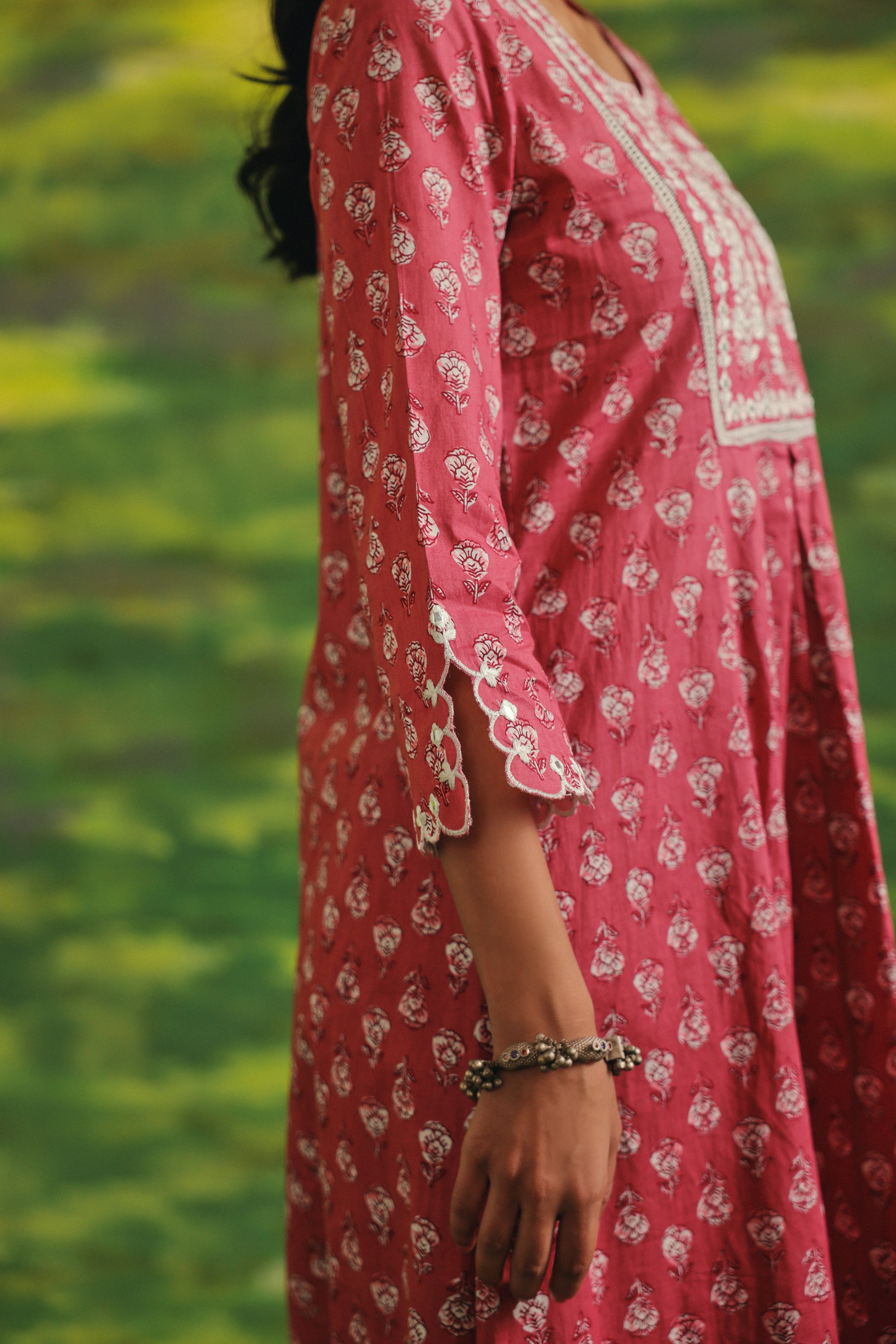 Rosewood Bloom Cotton Kurta Set