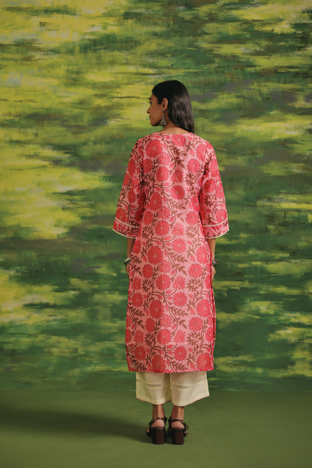 Pink Dahlia Chanderi Set  with Dupatta