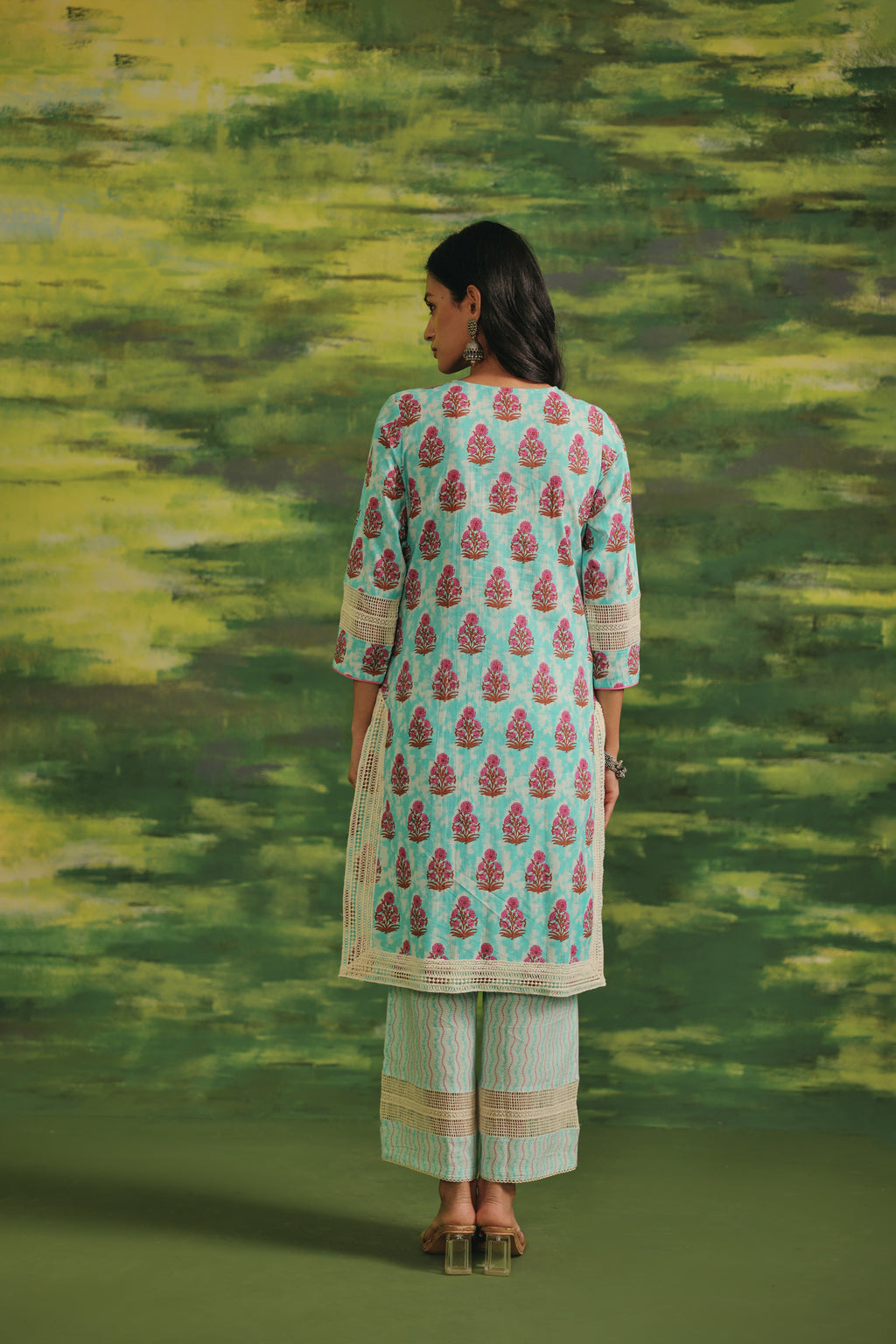Mint Blossom Cotton Suit Set