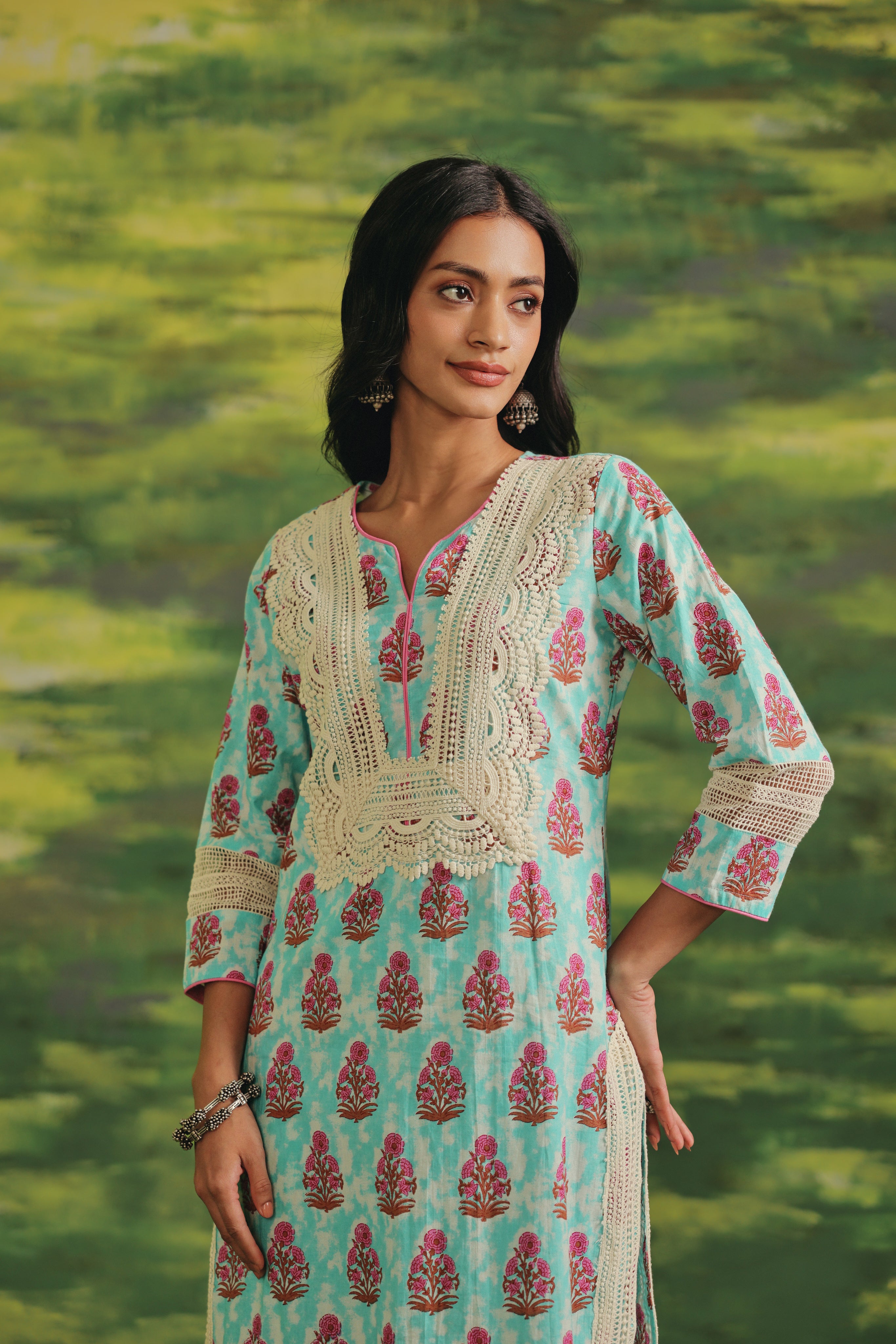 Mint Blossom Cotton Suit Set