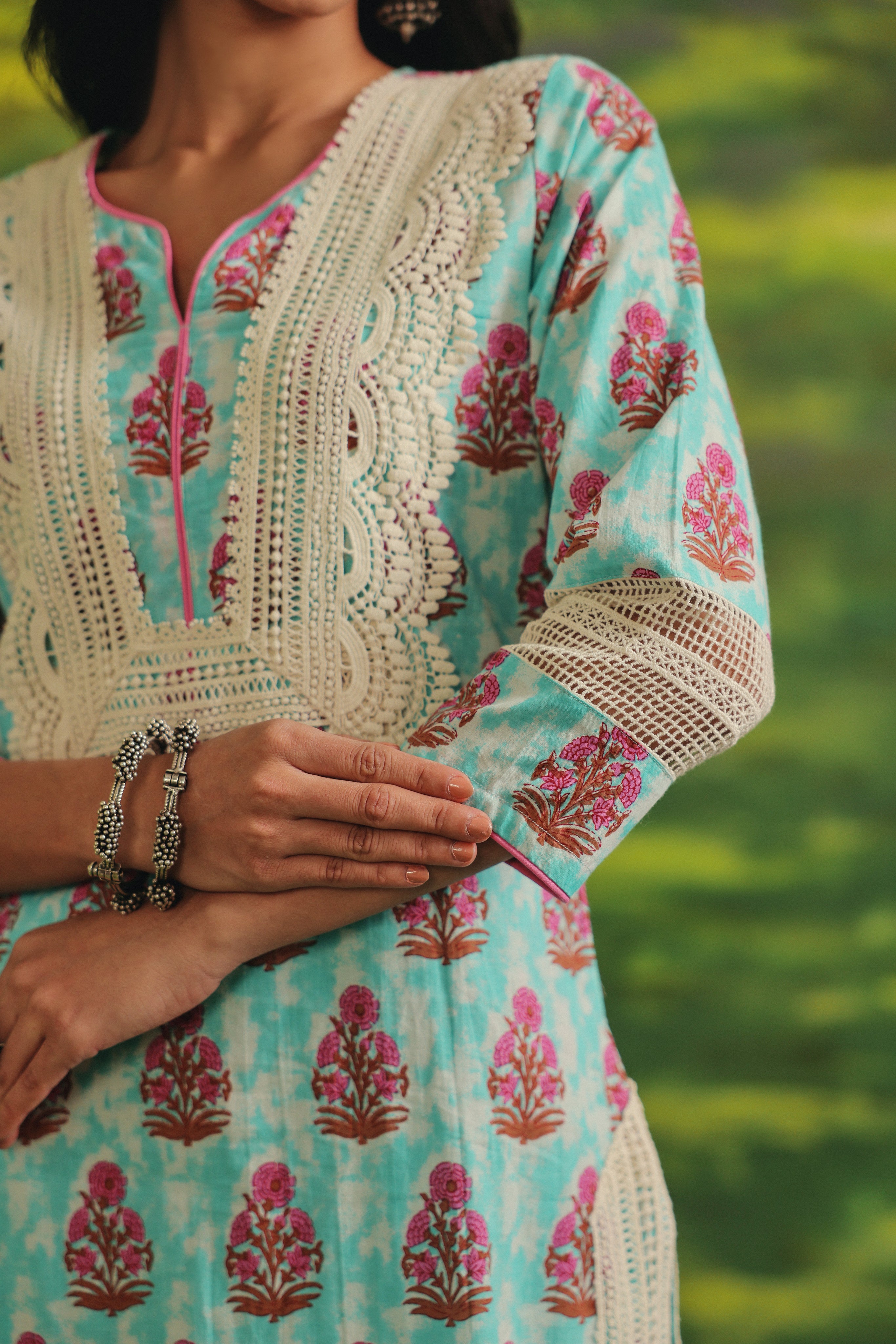Mint Blossom Cotton Suit Set