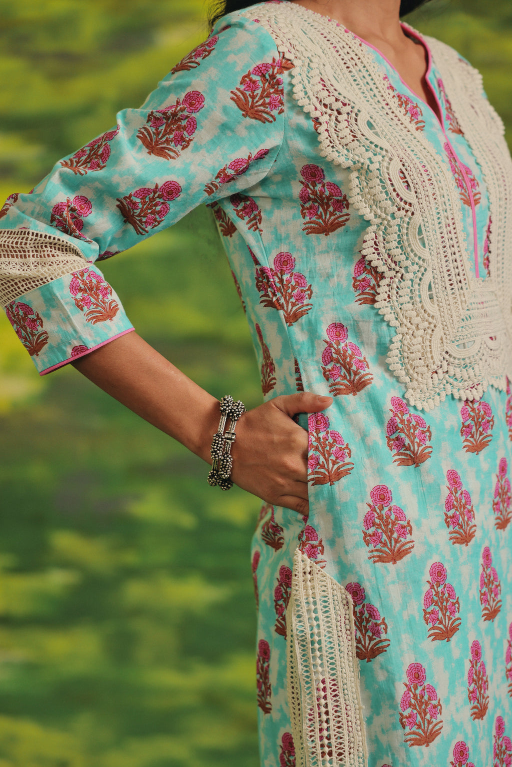 Mint Blossom Cotton Suit Set