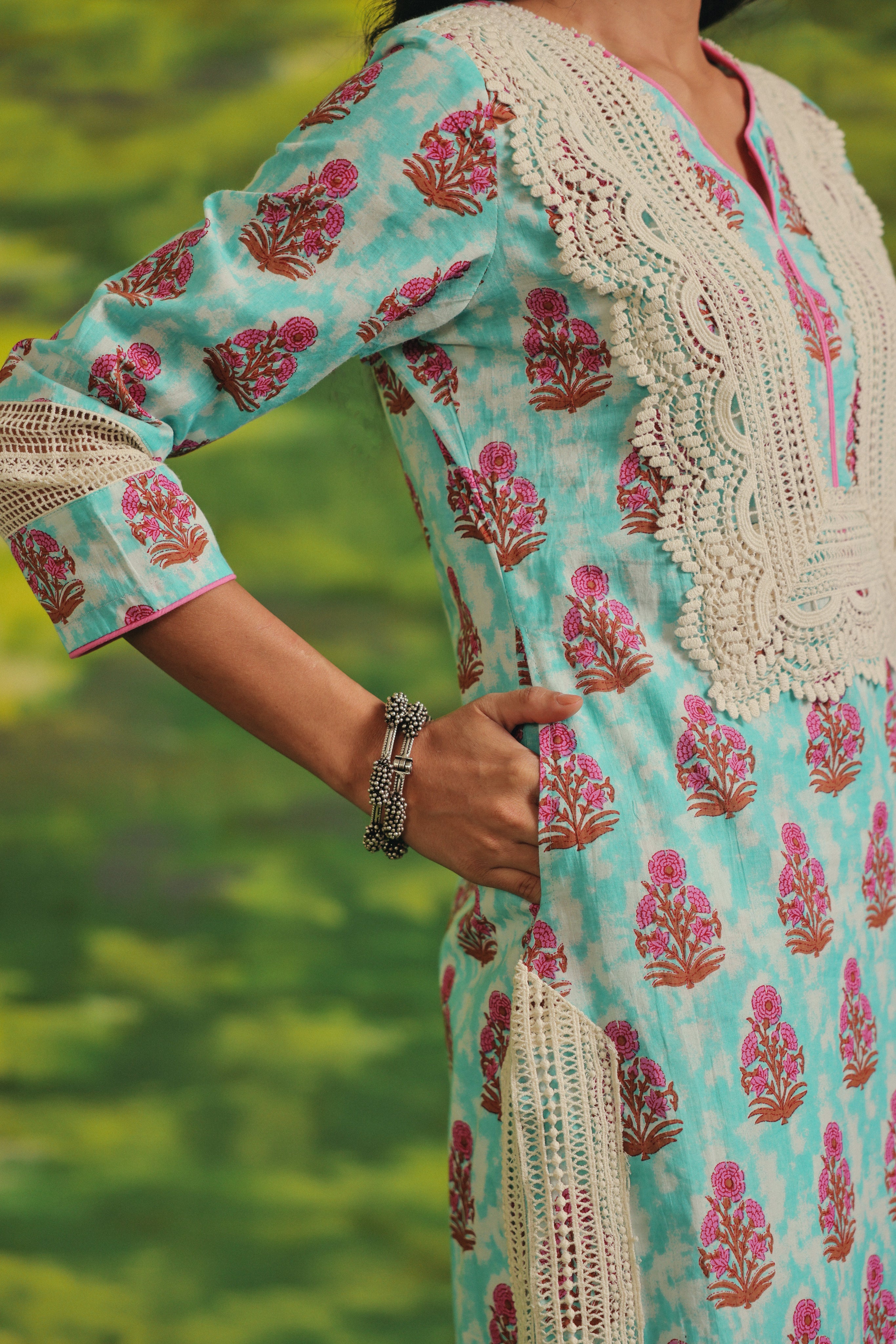 Mint Blossom Cotton Suit Set