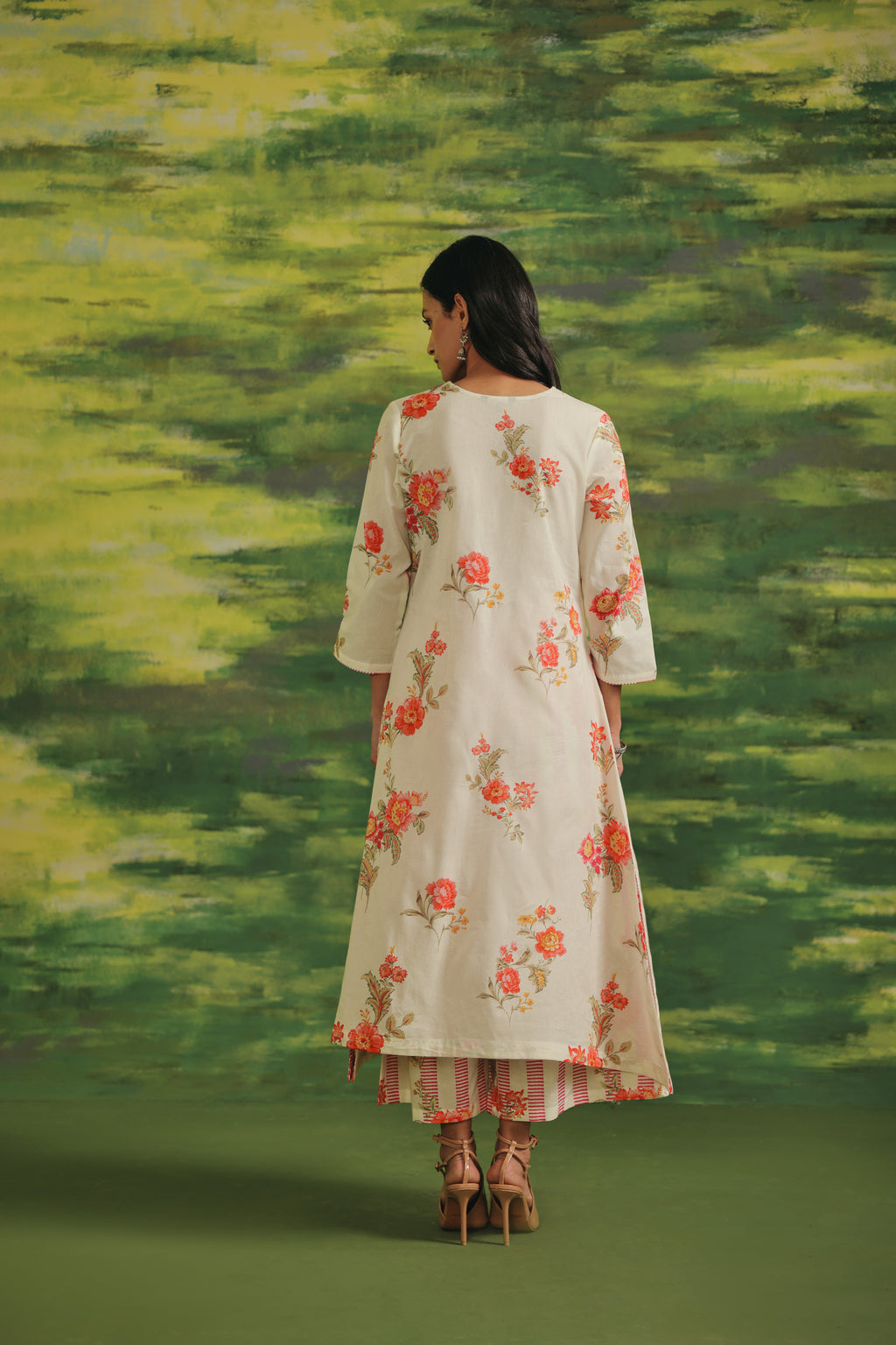 Coral Fern Cotton Suit Set