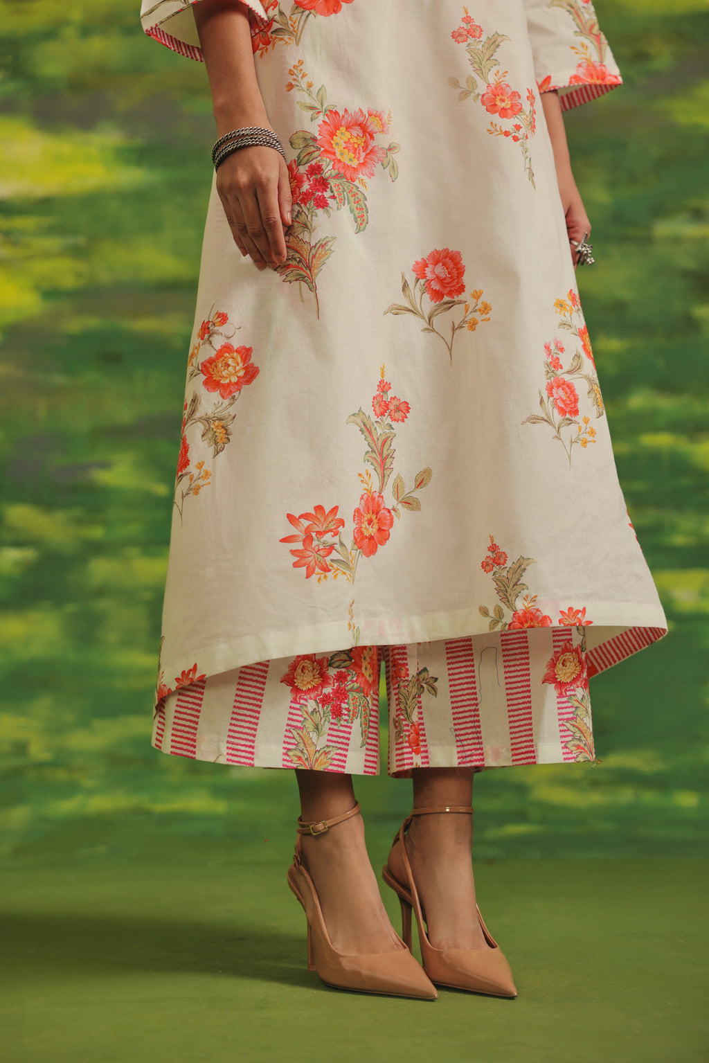 Coral Fern Cotton Suit Set
