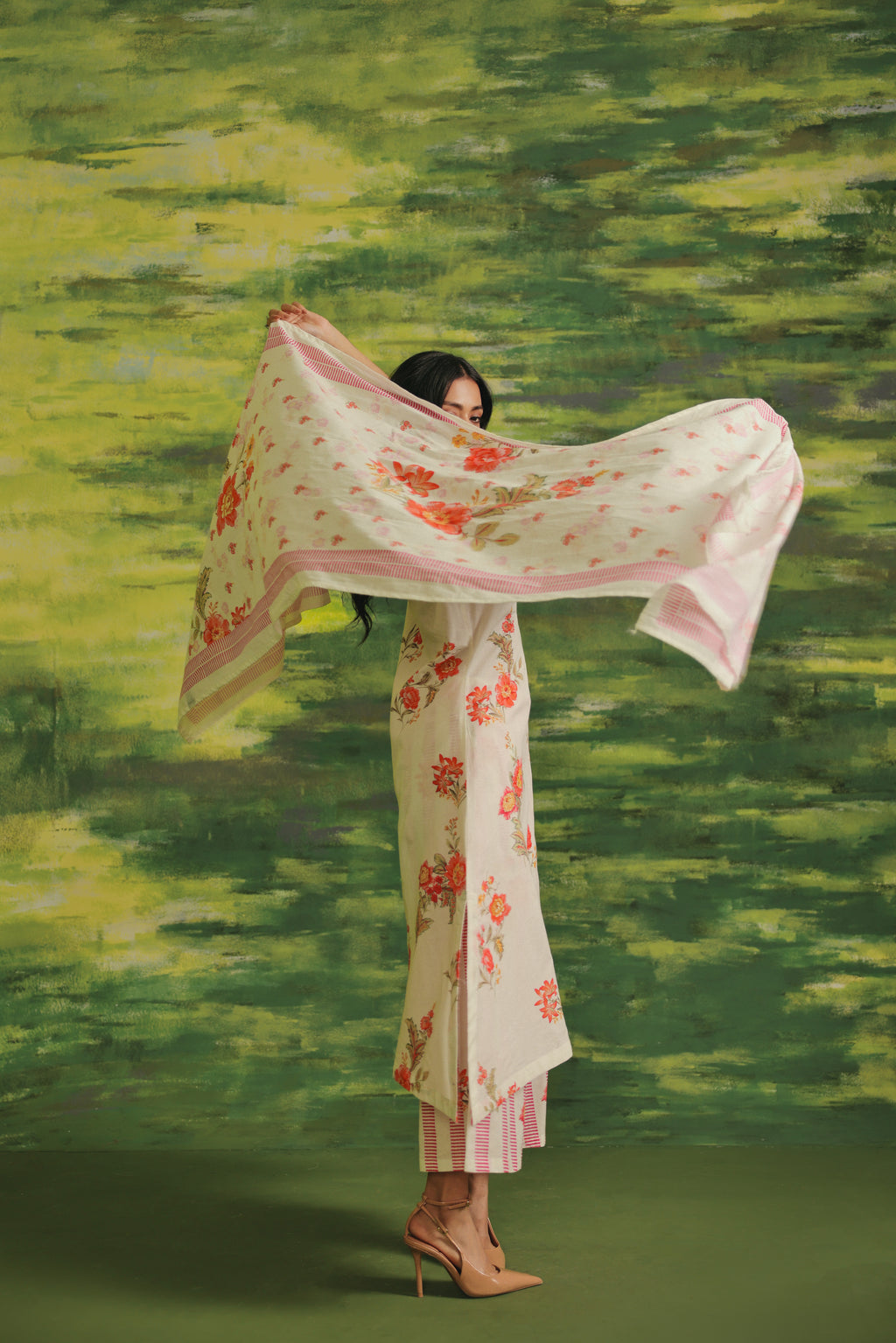 Coral Fern Cotton Suit Set