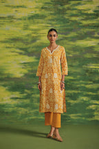 Saffron Ikat Cotton Suit Set