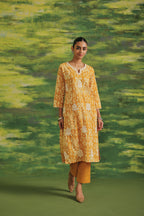Saffron Ikat Cotton Suit Set