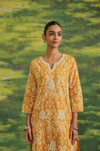 Saffron Ikat Cotton Suit Set