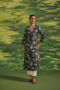 Midnight Bloom Cotton Kurta Set