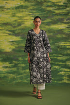 Midnight Bloom Cotton Kurta Set