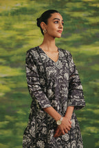 Midnight Bloom Cotton Kurta Set