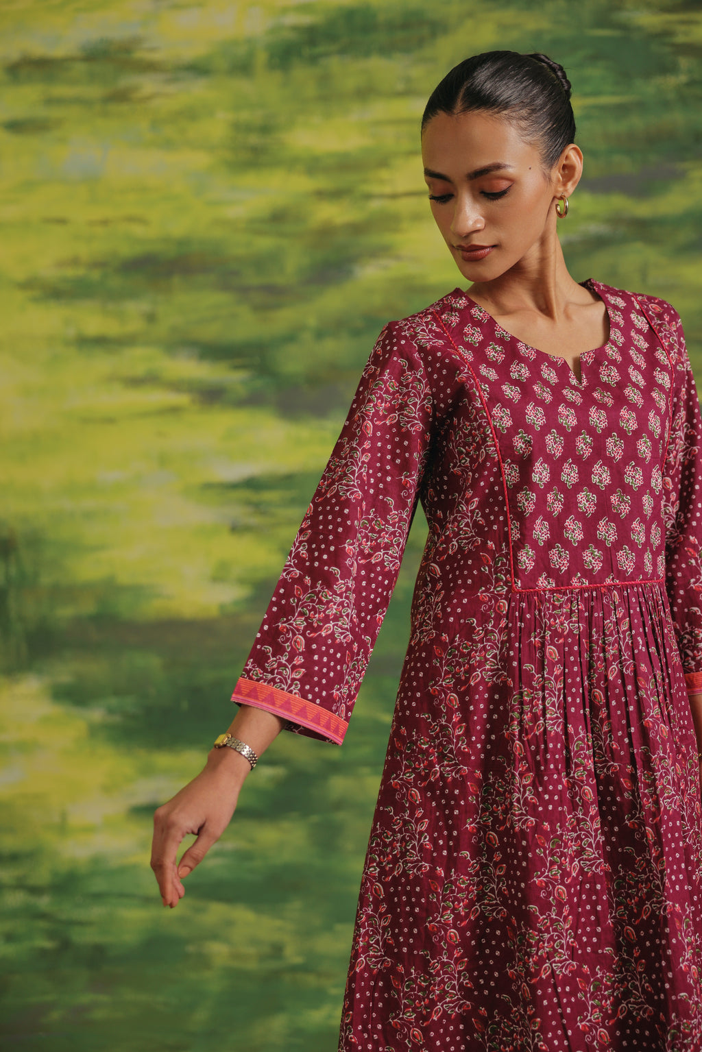Wine Petal Cotton Suit Set