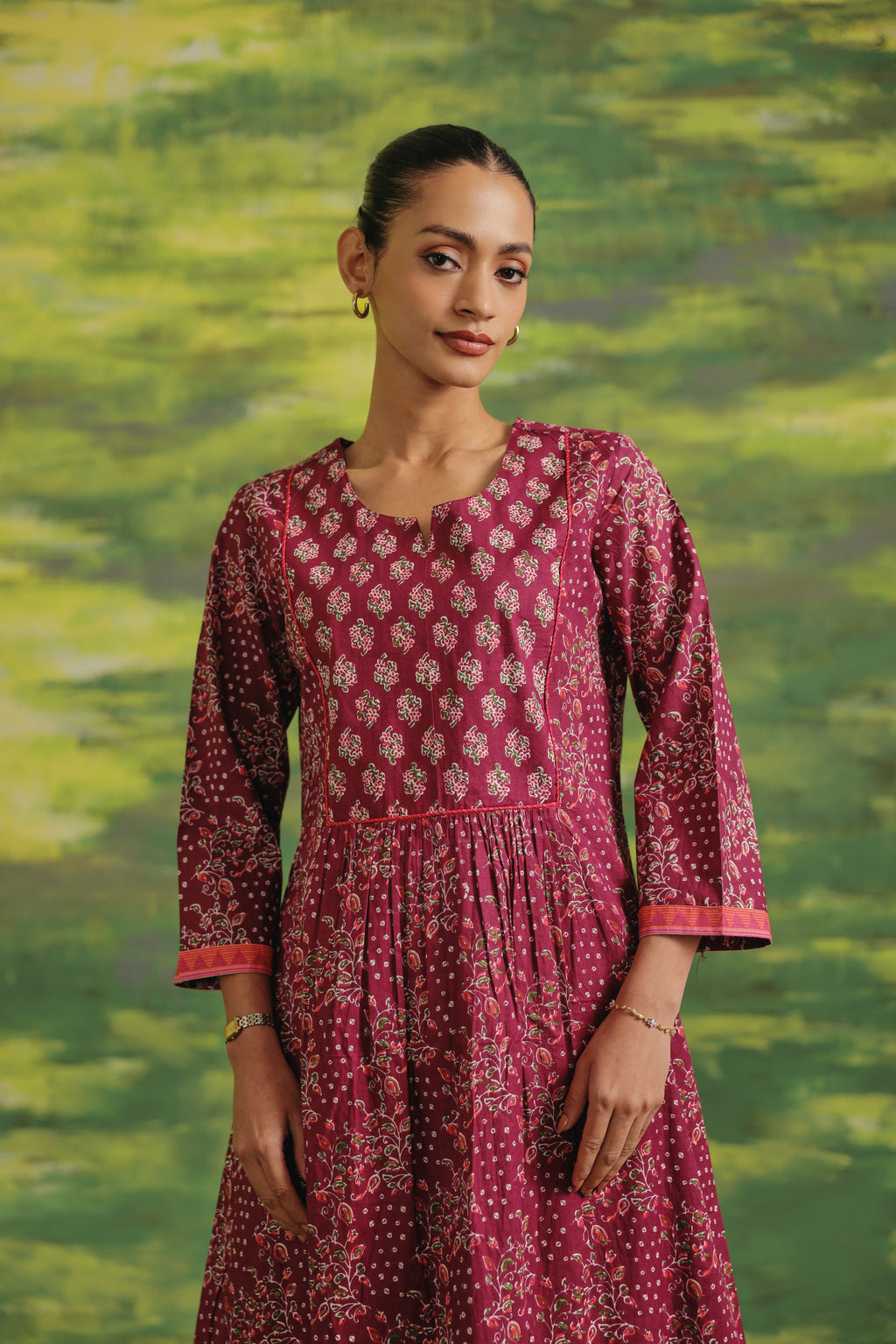 Wine Petal Cotton Suit Set