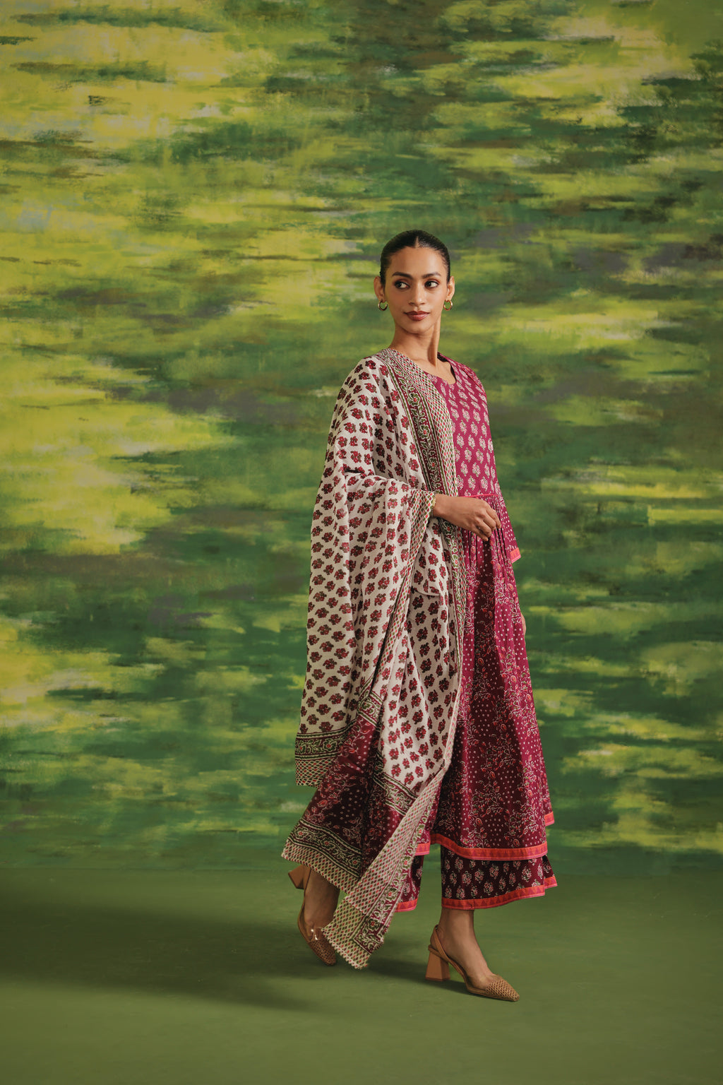 Wine Petal Cotton Suit Set