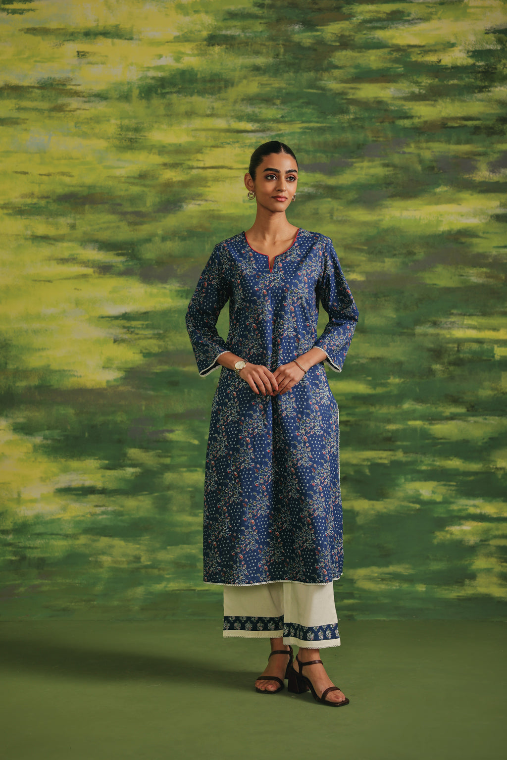 Noor Indigo Cotton Suit Set