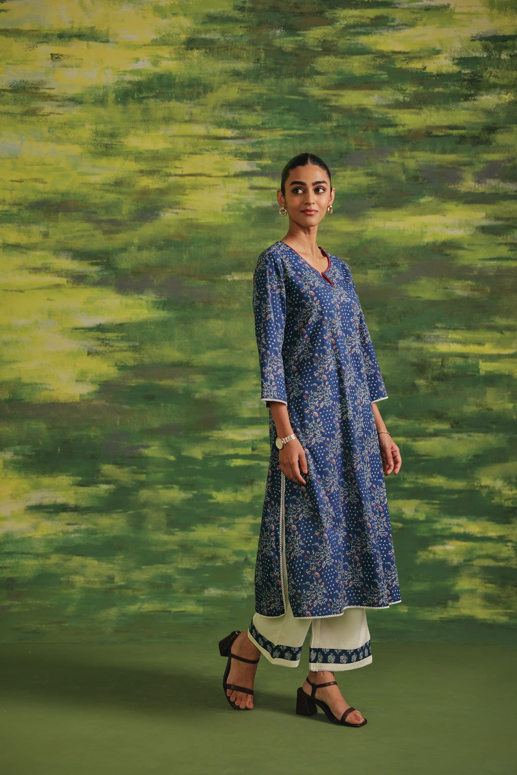 Noor Indigo Cotton Suit Set