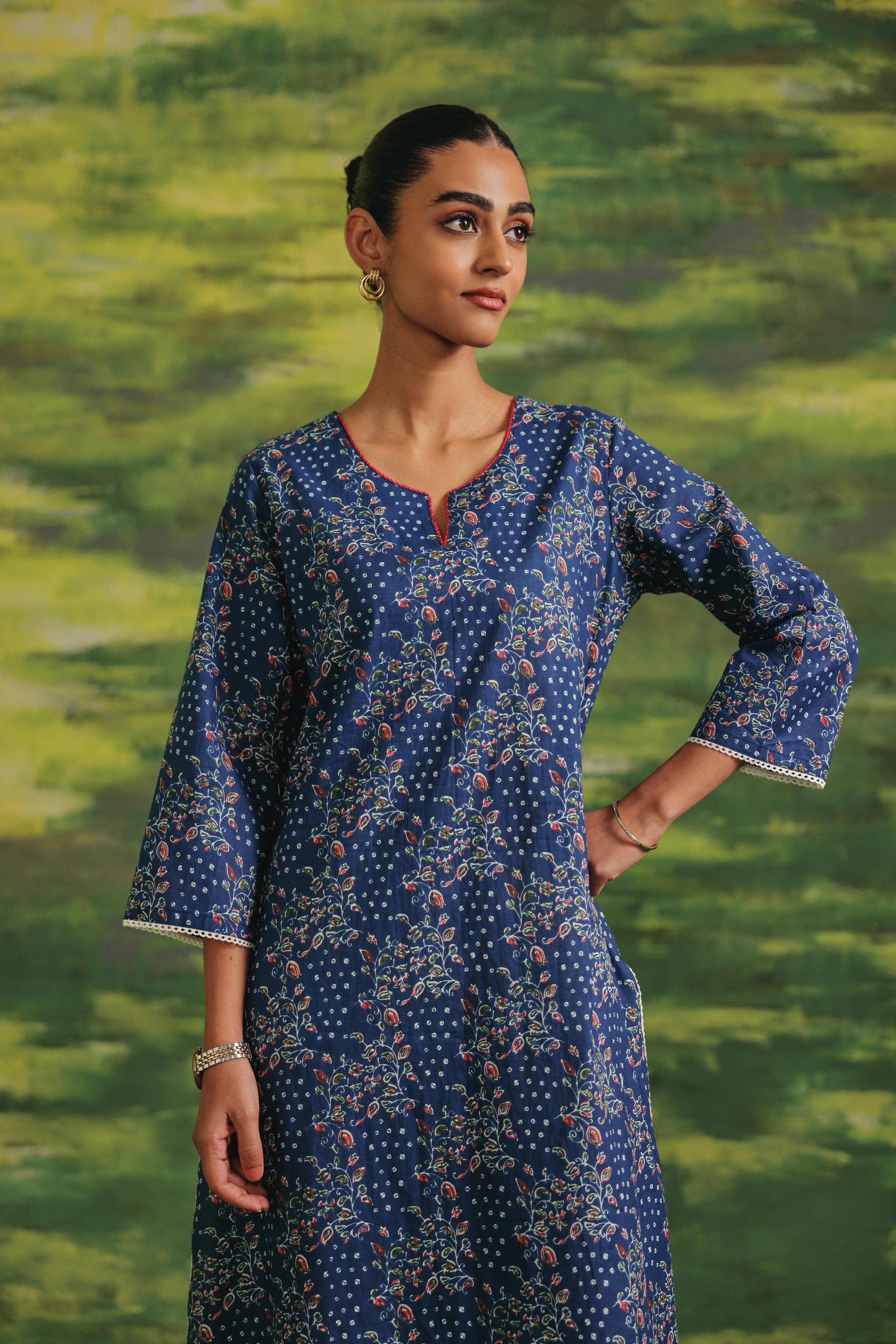 Noor Indigo Cotton Suit Set