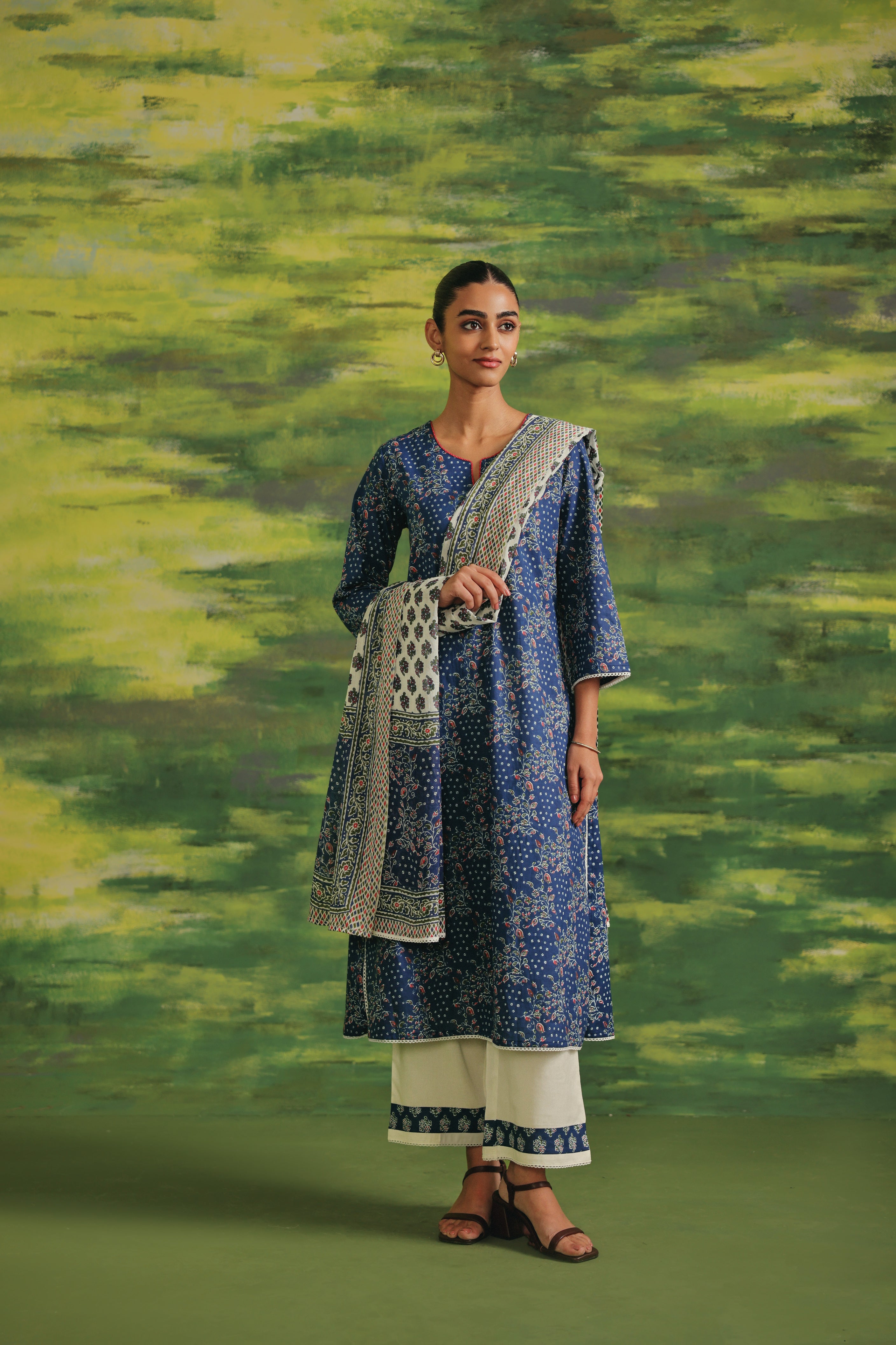 Noor Indigo Cotton Suit Set