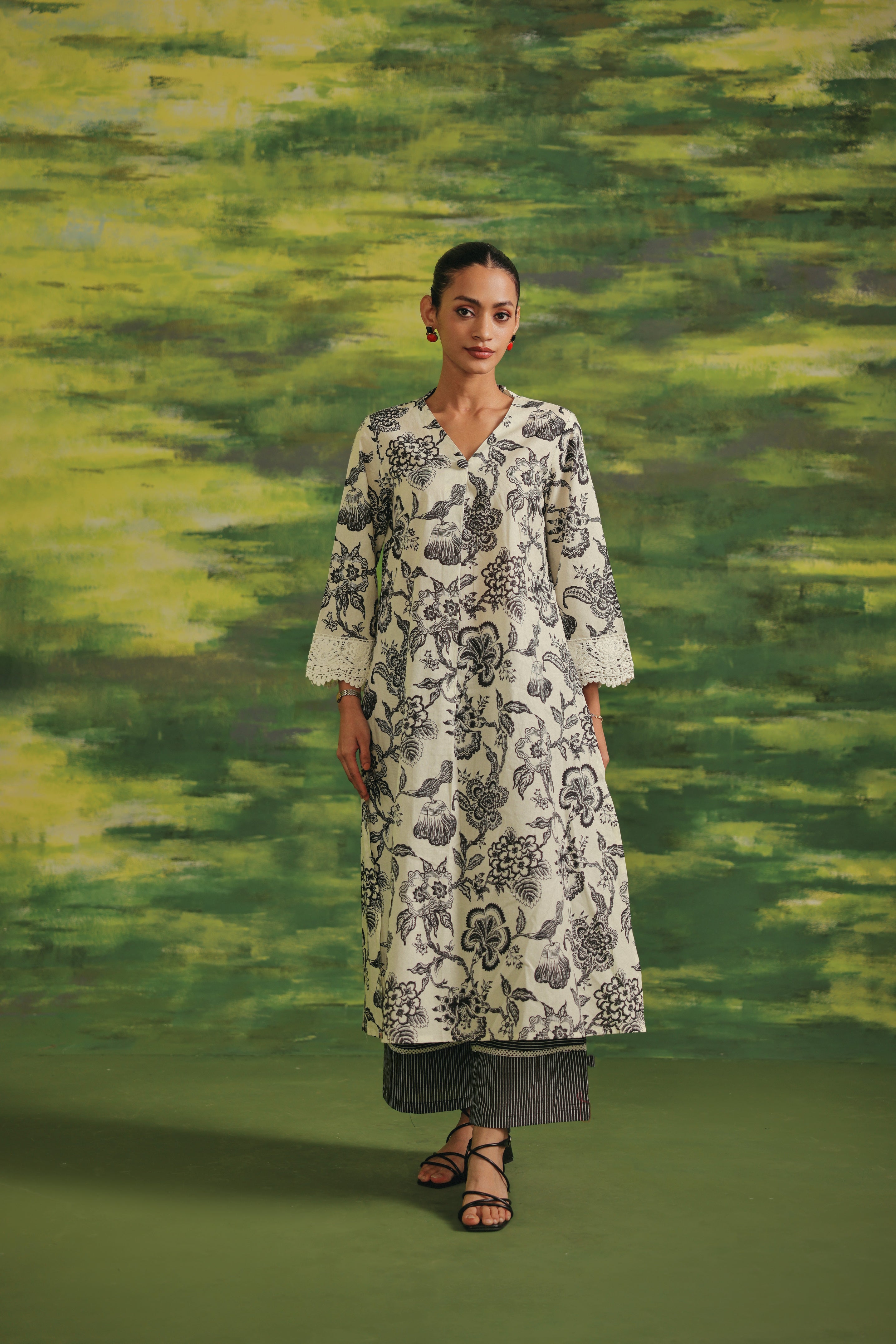 Ivory Noir Cotton Kurta Set