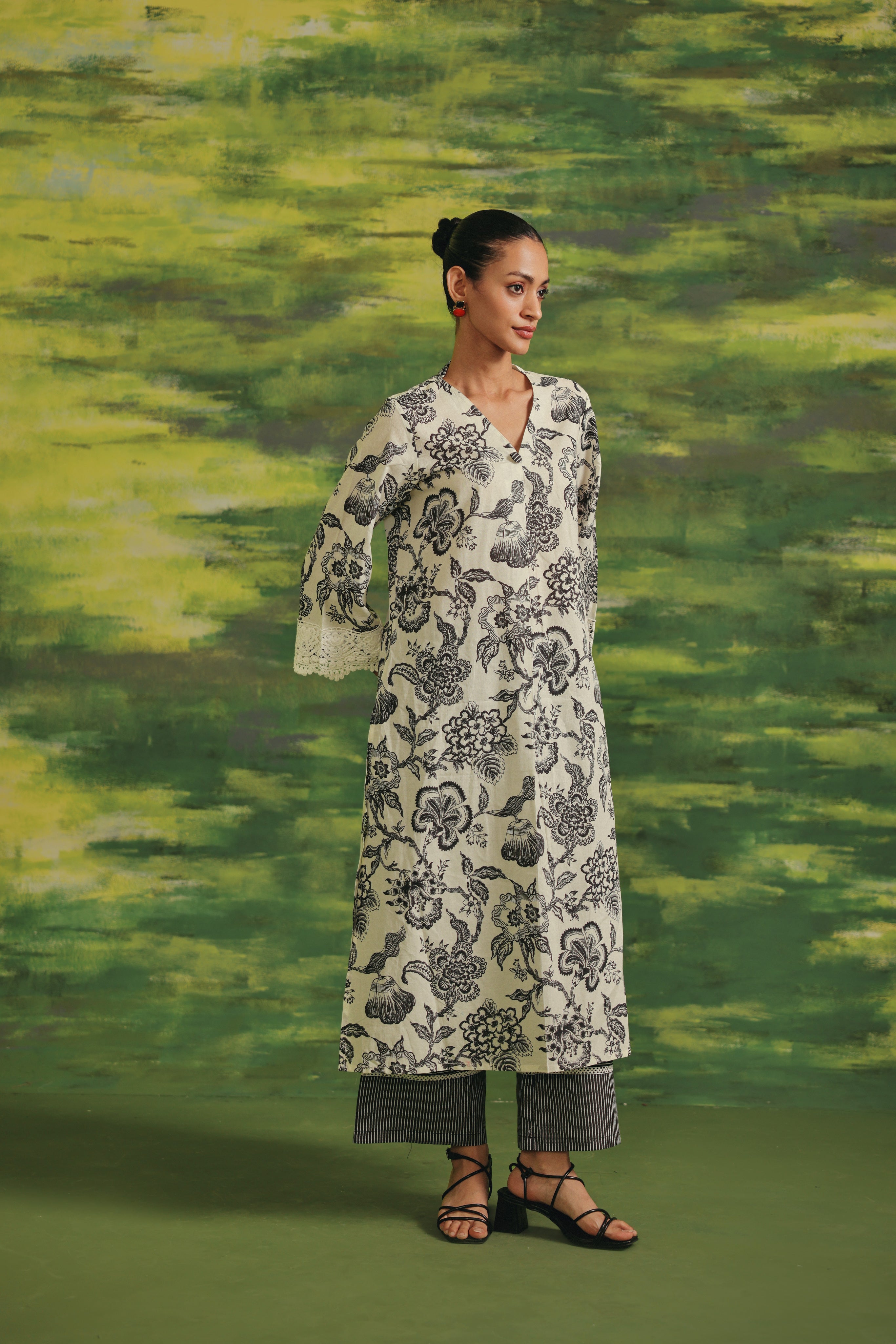 Ivory Noir Cotton Kurta Set