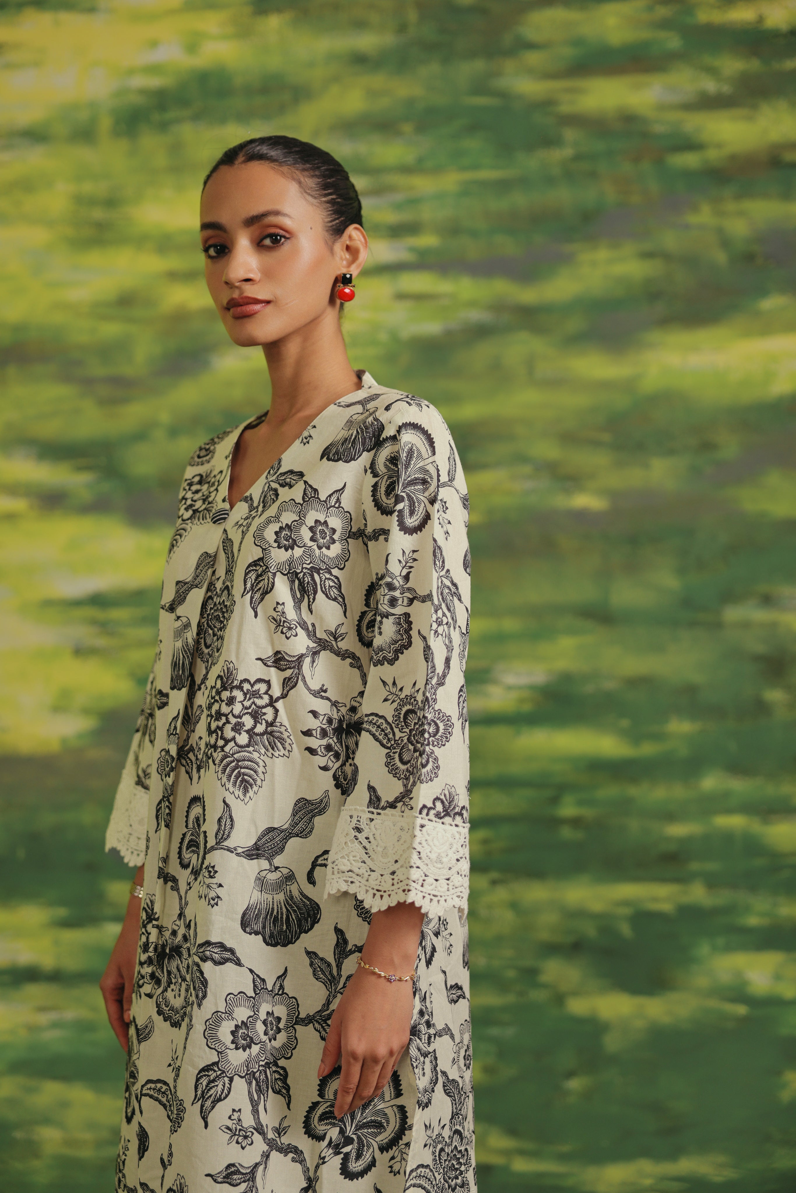 Ivory Noir Cotton Kurta Set