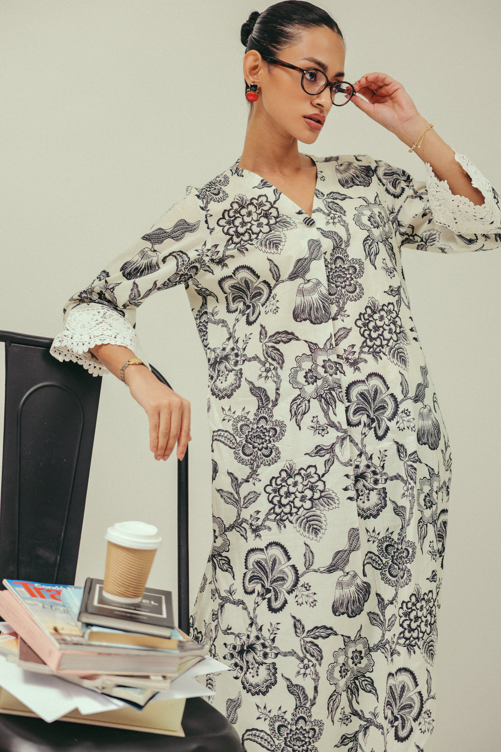 Ivory Noir Cotton Kurta Set