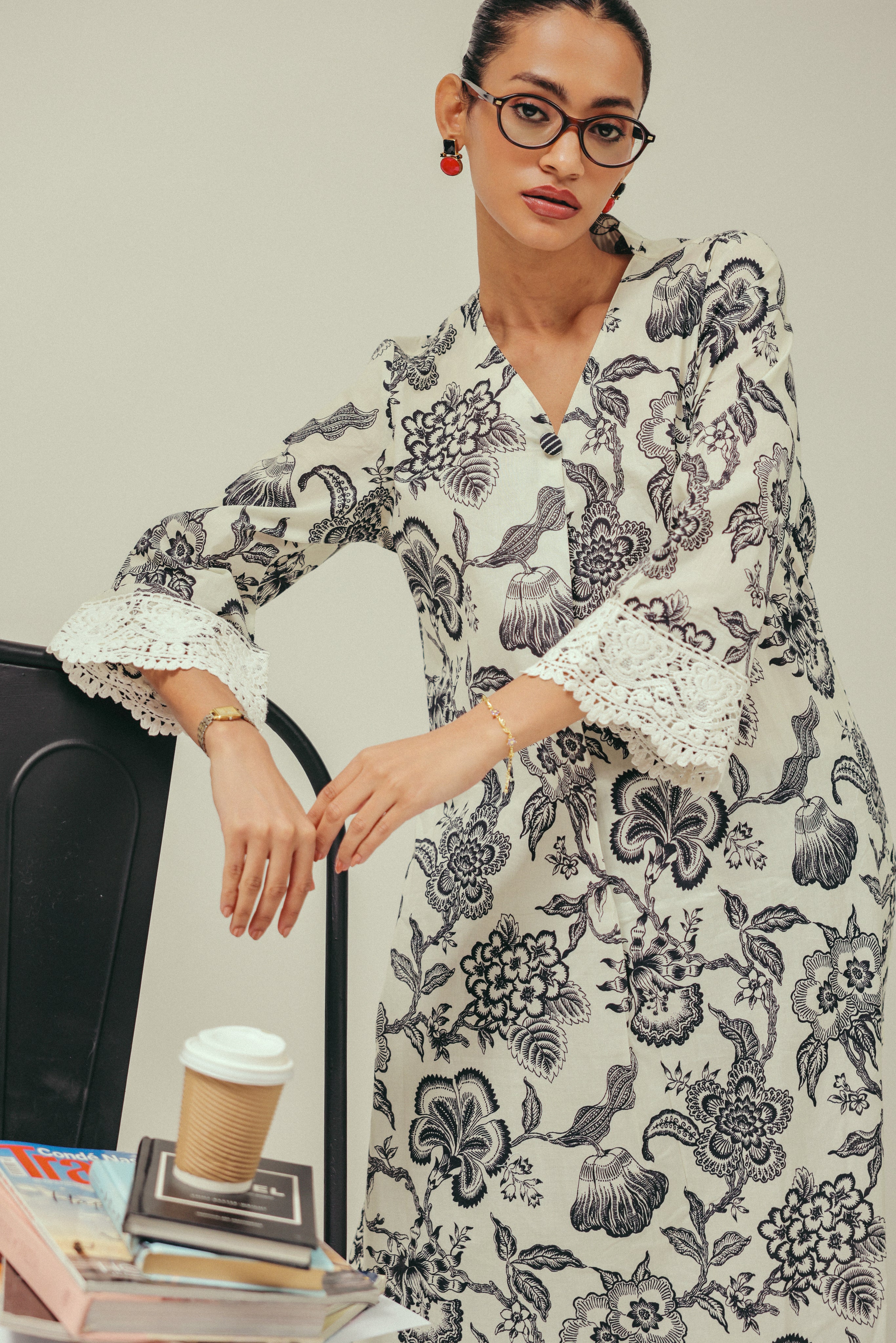 Ivory Noir Cotton Kurta Set