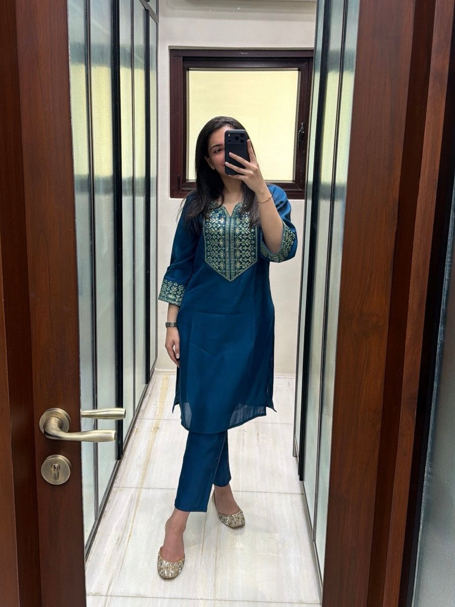 Midnight Blue Embroidered Set