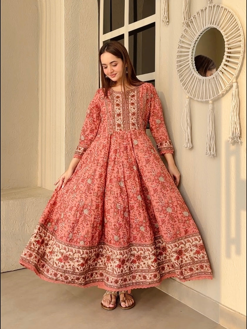 Rose Garden Cotton Kurta Set
