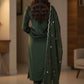 Premium Green Velvet Embroidered Kurta Set with Dupatta.