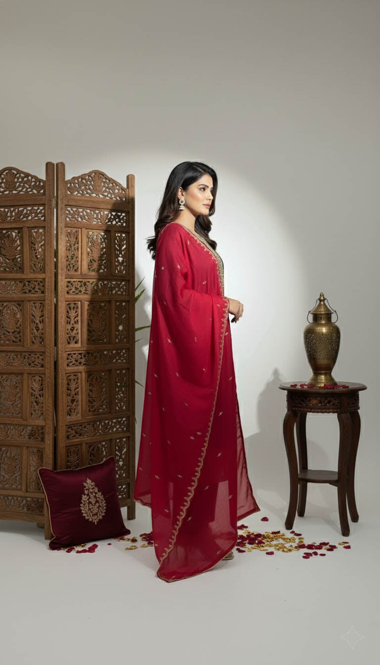 Emerald Green Embroidered Kurta Set with Dupatta