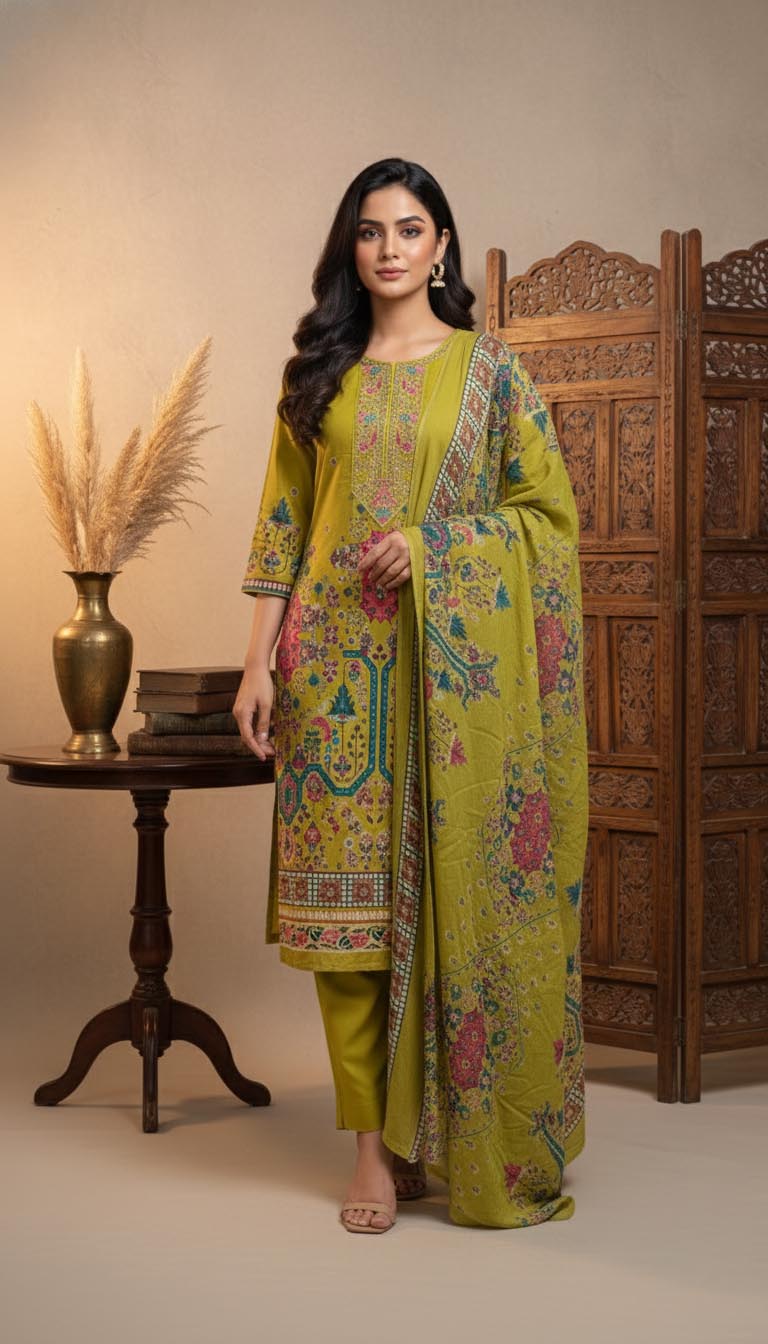 Olive Green Printed Premium Kurta set .