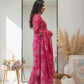 Fuchsia Pink Embroidered Kurta Set with Dupatta.