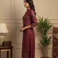 Royal Maroon Velvet Kurta Set with Gold Foil Print