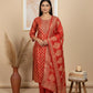Coral Printed Embroidered Kurta & Pant Set