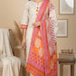 Peach Cotton Blend Printed Kurta Set with Dupatta