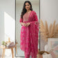Fuchsia Pink Embroidered Kurta Set with Dupatta.