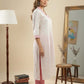 Off-White & Pink Printed Cotton Kurta Set