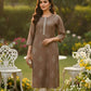 Brown printed straight fit kurta