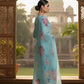 Aqua Embroidered kurta with pant and dupatta