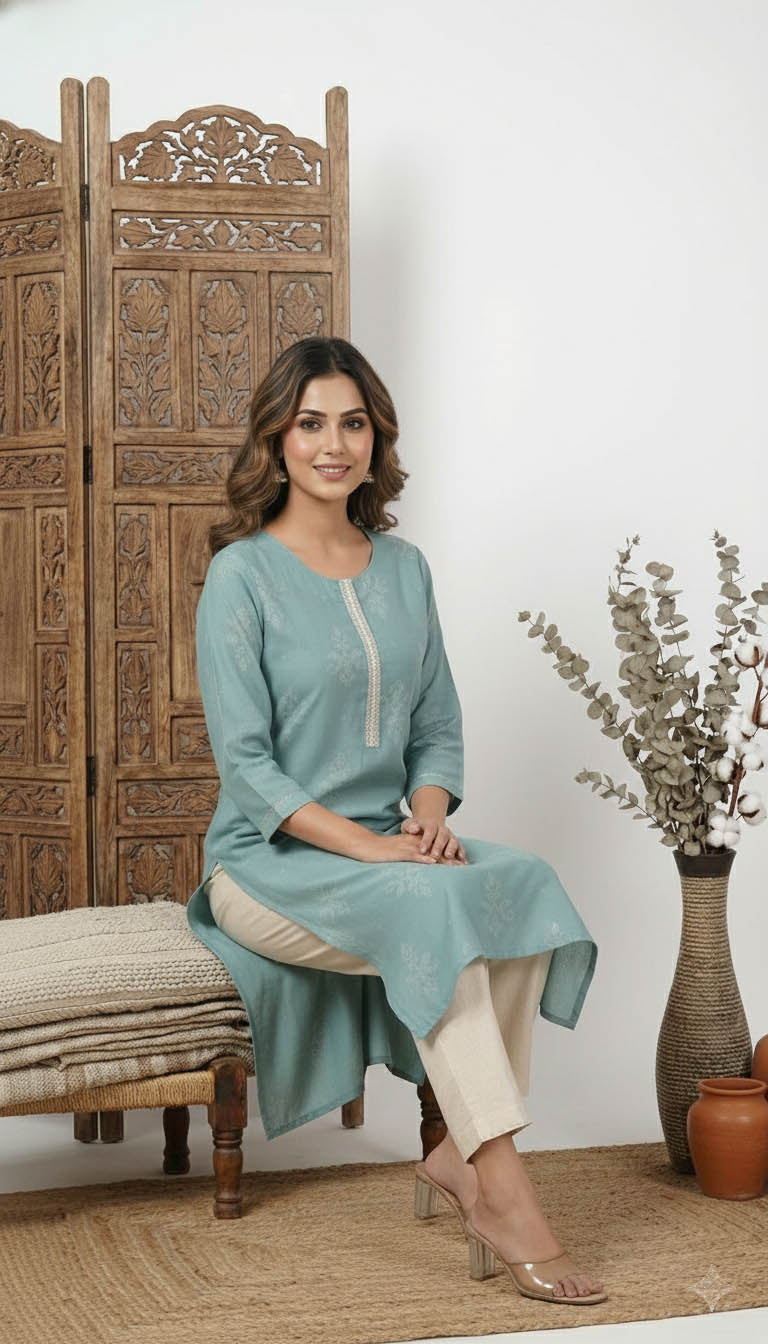 Aqua straight fit printed kurta