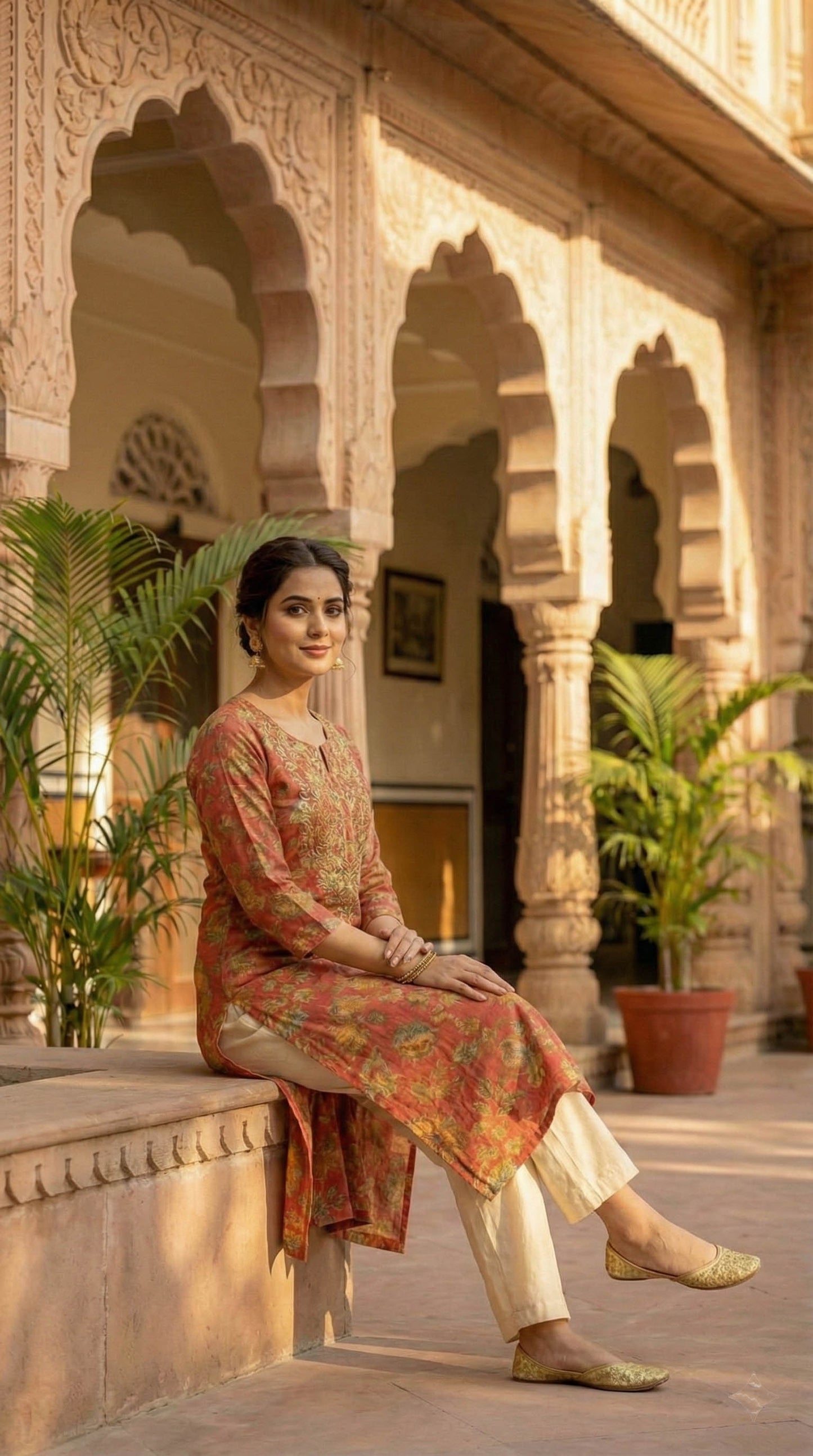 Coral Embroidered Straight fit  Kurta