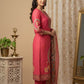 Pink Muslin Kurta Set with Hand Work & Printed Dupatta
