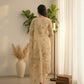 Cream Chanderi Floral Print Kurta Set with Dupatta