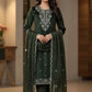 Premium Green Velvet Embroidered Kurta Set with Dupatta.