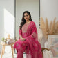 Fuchsia Pink Embroidered Kurta Set with Dupatta.