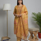 Mustard Floral Printed Cotton Kurta Set